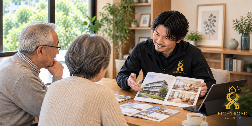 京都で老人ホーム・高齢者施設への入居について相談している様子