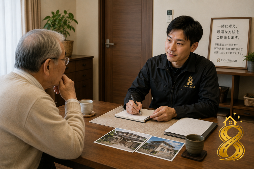 京都の空き家や不動産の売却・相続について相談している様子